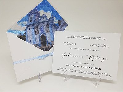 Convite casamento igreja em aquarela