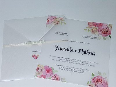 Convite de casamento moderno floral papel vegetal