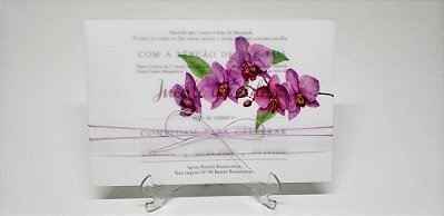 Convite casamento orquidea papel vegetal