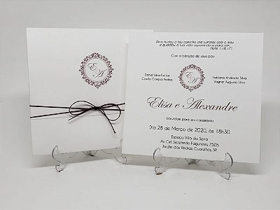 Convite casamento classico marsala com cordão