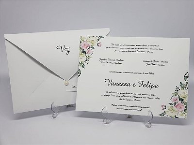 Convite para casamento classico com flores