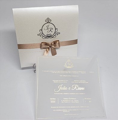 Convite de casamento dourado e rose Hotstamping