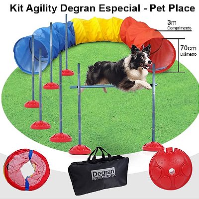 KIT AGILITY ESPECIAL COM TÚNEL DE 70CM X 3M - IDEAL PARA PET PLACE