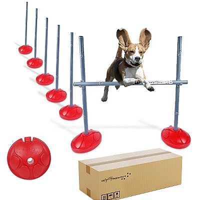 KIT AGILITY 5 BALIZAS PARA ZIG ZAG, SALTO COM 3 NÍVEIS - NA CAIXA