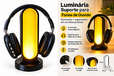 Luminária Suporte para Fones de Ouvido