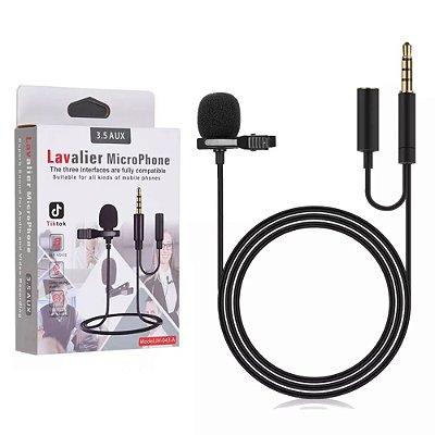 Microfone Lapela para Smartphone e Câmera Lavalier JH-043-A