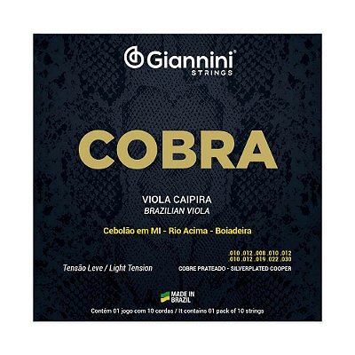 Encordoamento Viola Caipira .010 Giannini Tensão Leve MI GESVL