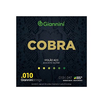 Encordoamento Violão Aço .010 Giannini Cobra CA82XL