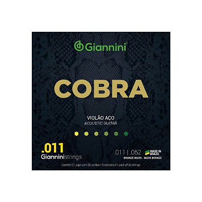 Encordoamento Violão Aço .011 Giannini Cobra CA82SL