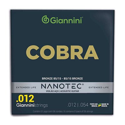 Encordoamento Violão Aço .012 Giannini Cobra Nanotec Bronze 85/15 GEEFLKS PN