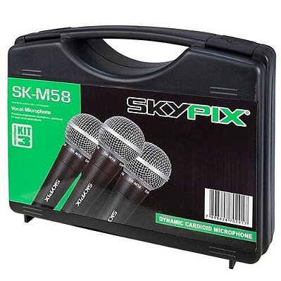 Kit 3 Microfones de Mão Skypix SK-M58-3