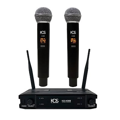 Microfone sem Fio de Mão Duplo Kadosh KDS W-392M