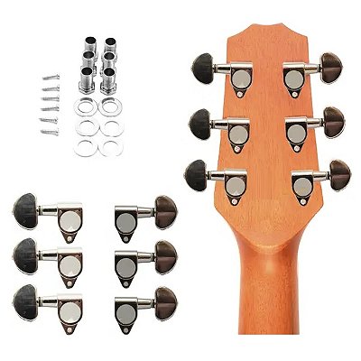 Tarraxa Violão Aço Strinberg AM04CR 3+3 Furação Central
