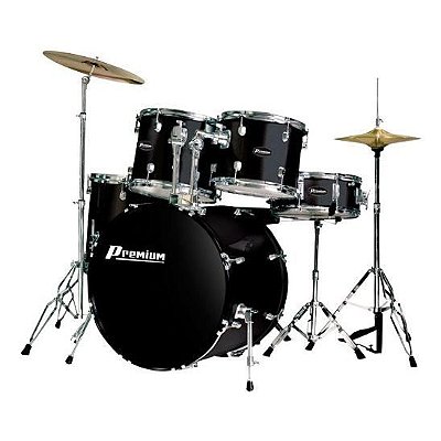 Bateria Acústica 22" Juvenil Premium DX822 BK com Pratos