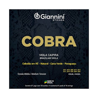 Encordoamento Viola Caipira .011 Giannini Tensão Média Ré GESVNM
