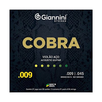 Encordoamento Violão Aço .009 Giannini Cobra GEEWAK