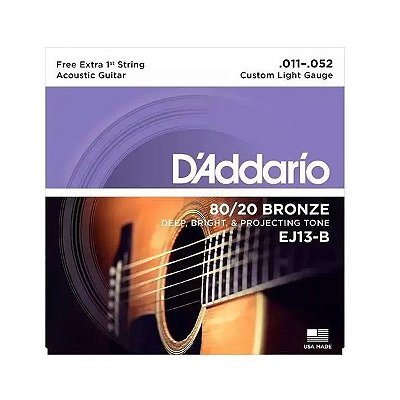 Encordoamento Violão Aço .011 D'Addario Custom Light EJ13-B