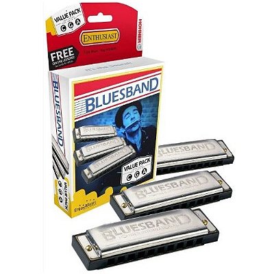 Kit 3 Gaitas Hohner Blues Band M559XP C (Dó) - G (Sol) - A (Lá)