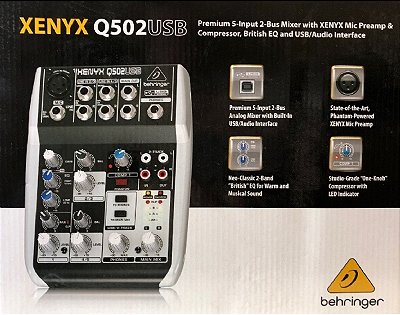 Mesa de Som 05 Canais Behringer Xenyx Q502 USB 110V