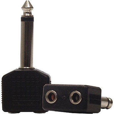 Plug Adaptador 2 RCA Fêmea / 1 P10 Macho Mono Zad Som LL271