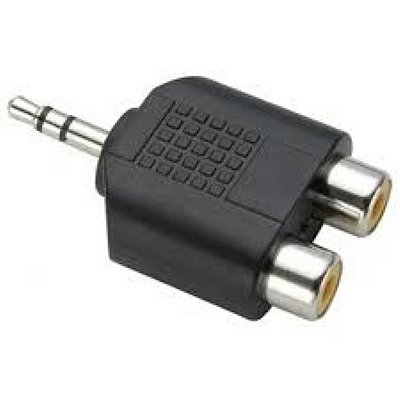 Plug Adaptador 2 RCA Fêmea / 1 RCA Macho Stereo