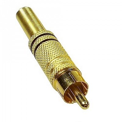 Plug RCA Macho com Mola Zad Som Gold RCAMG