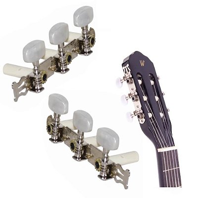 Tarraxa Violão Nylon Pino Grosso Deval 202 Prata