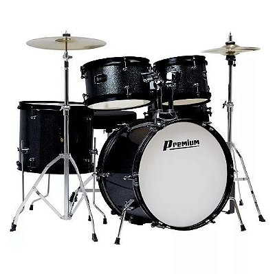 Bateria Acústica 16" Juvenil Premium DX45J Junior BK com Pratos