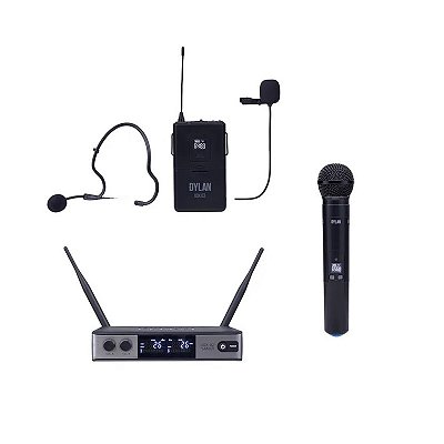 Microfone Sem Fio Headset / Lapela e Mão Dylan UDX-05 Multi