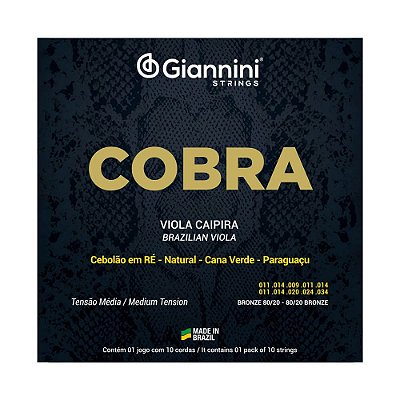 Encordoamento Viola Caipira .011 Giannini Tensão Média Ré CV82M