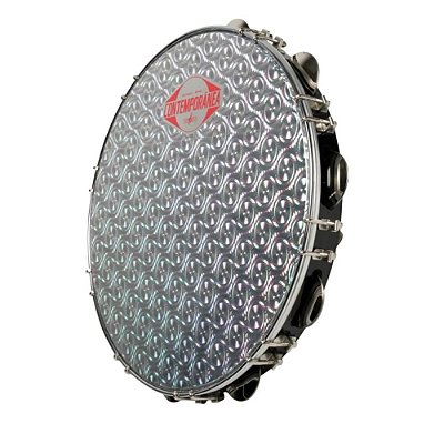 Pandeiro 12" Contemporânea Fórmica Pele Holográfica Prata 40CPP Preto