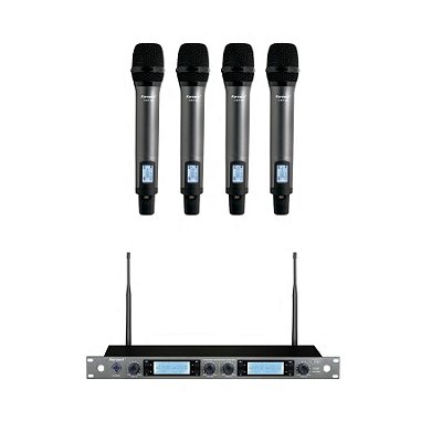 Microfone sem Fio de Mão Quadruplo Karsect KRP4R para Rack 19"