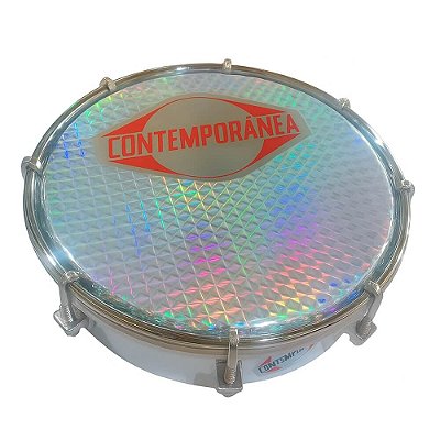 Tamborim 6" Contemporânea Alumínio Pele Holográfica Prata 203CEPR