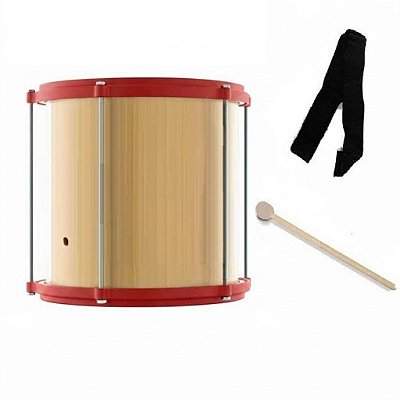 Tambor Infantil Madeira 8" x 20 Quirino MSM1 Aro Vermelho