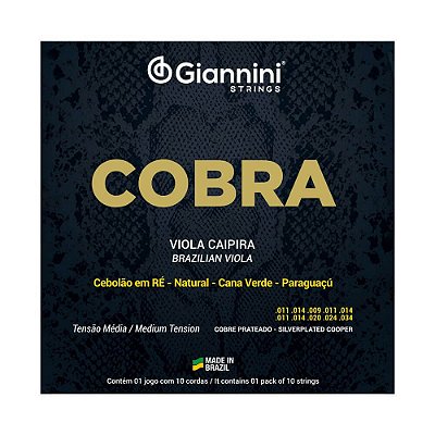 Encordoamento Viola Caipira .011 Giannini Tensão Média RE GESVM
