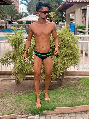 Sunga Duo List Preta e Verde - PowerSlip
