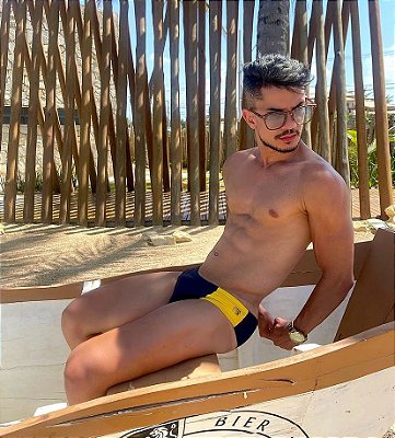 Sunga Duo Left Preta com Amarela - PowerSlip