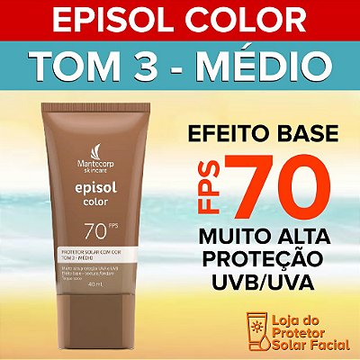 Protetor Solar Facial Episol Color FPS 70 | Tom 3 – Médio