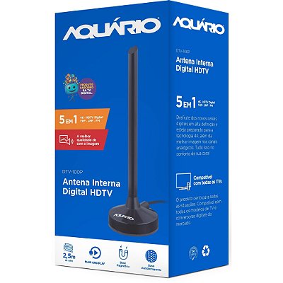 Antena Digital Interna HDTV Aquário DTV-100P