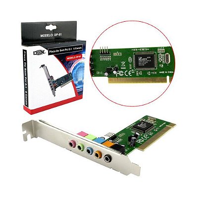 Placa De Som Pci 5.1 C/ 6 Canais Dex - Dp-61