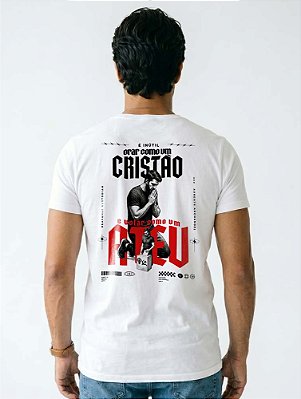 Camiseta É inútil orar como cristão e votar como ateu - BRANCA masculino