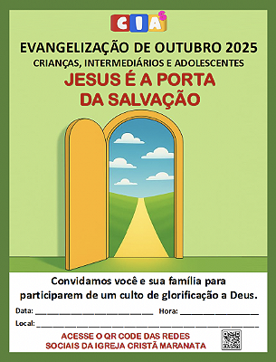 Cartaz (Informativo para evento): Evangelização de CIAs - OUTUBRO 2025 - 05 Unidades
