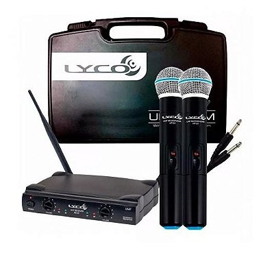 Microfone Sem Fio Duplo de Mão - LYCO - UH02MM UHF