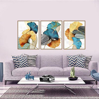 Quadros flores coloridas com moldura e vidro