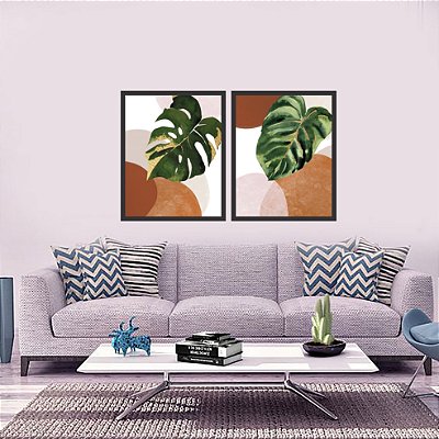 QUADROS FOLHAS ORGÂNICAS - MOLDURA PRETA - IMPRESSÃO EM ALTA QUALIDADE