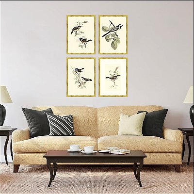 AVES DO JARDIM - Composição com 4 Quadros