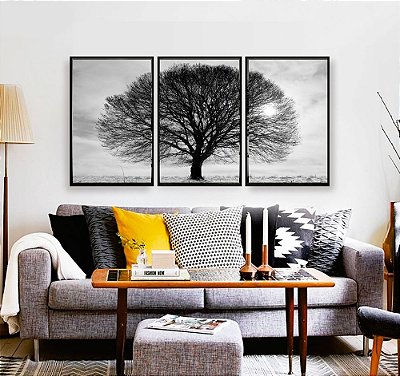 QUADRO DECORATIVO PAISAGEM ÁRVORE DA VIDA 3 em 1