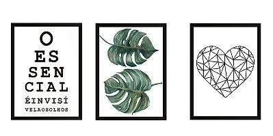 QUADROS FRASE E RELAX KIT 3 QUADROS 33cm x 43cm  cada