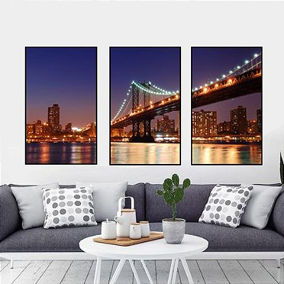 QUADROS NEW YORK 53 L x 83 A cm CADA KIT 3 QUADROS