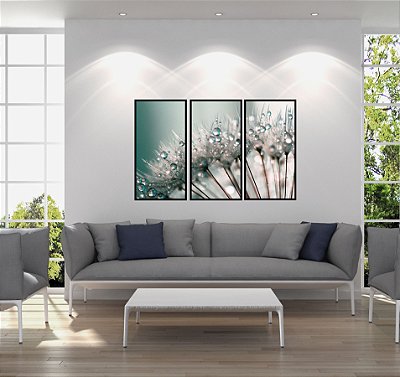 QUADROS DENTE DE LEÃO GOTAS KIT 3 QUADROS